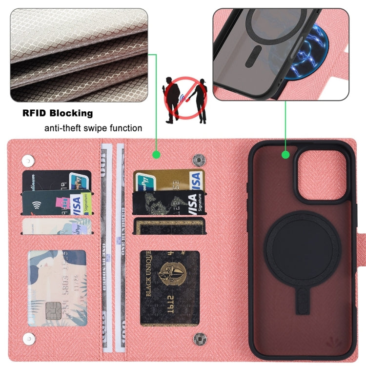 Funda de Cuero con Tapa Magnética Rfid Magsafe para iPhone 15 Pro Vili Gbs Series (Rosa)