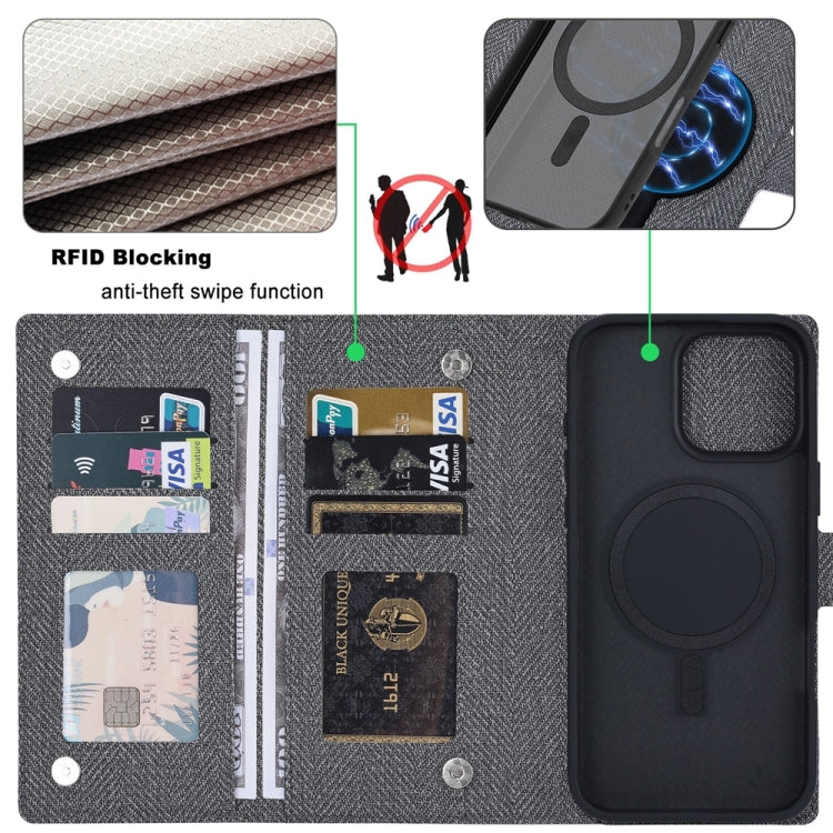 Funda de Cuero con Tapa Magnética Rfid Magsafe para iPhone 13 Pro Vili Gbs Series (Negra)