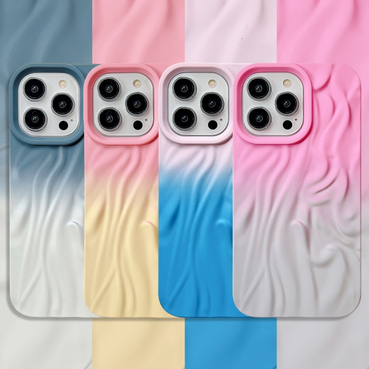 Funda TPU Esmerilada con Textura de Piel Efecto Degradado y Arrugas para iPhone 13 Pro (Rosa y Gris)