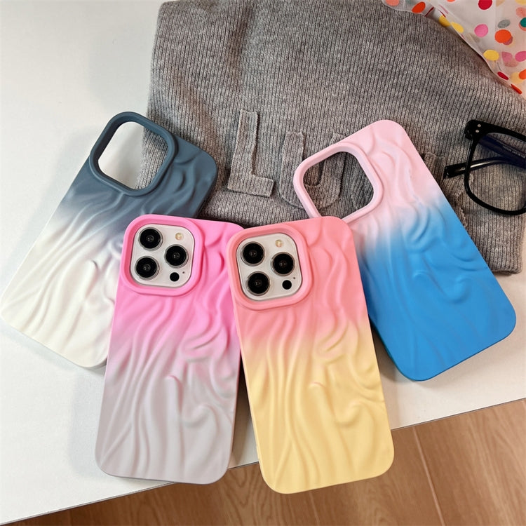 Funda TPU Esmerilada con Textura de Piel Efecto Degradado y Arrugas para iPhone 13 Pro (Rosa y Gris)