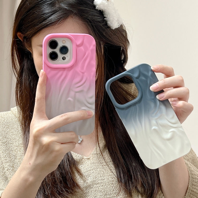 Funda TPU Esmerilada Textura de Piel Efecto Degradado Arrugas para iPhone 12 (Rosa Claro y Azul)