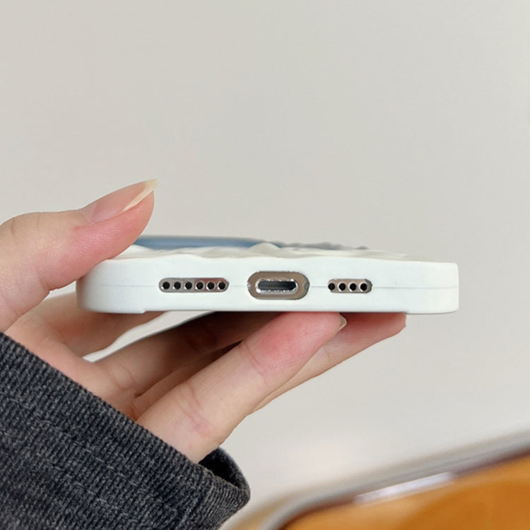 Funda TPU Esmerilada con Textura de Piel Efecto Degradado y Arrugas para iPhone 13 Pro (Rosa y Gris)
