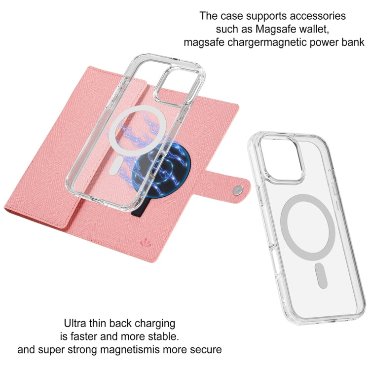 Funda de Cuero Vili Gbs-C Series para iPhone 15 Pro Max con Tapa Magnética Rfid Magsafe (Rosa)
