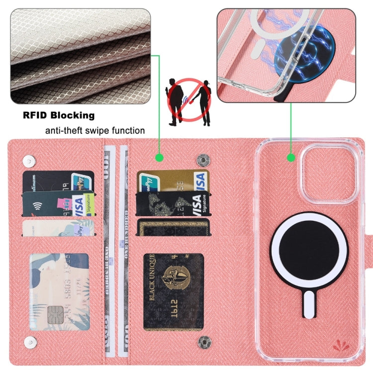 Funda de Cuero Vili Gbs-C Series para iPhone 15 Pro Max con Tapa Magnética Rfid Magsafe (Rosa)