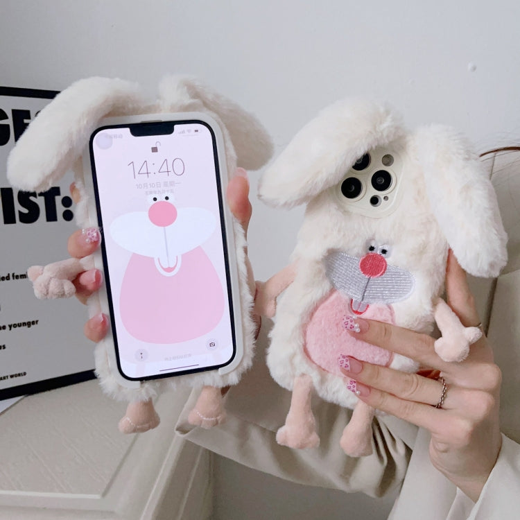Funda de Teléfono TPU iPhone 14 Pro Diseño Conejo Dientes de Ciervo (Beige)