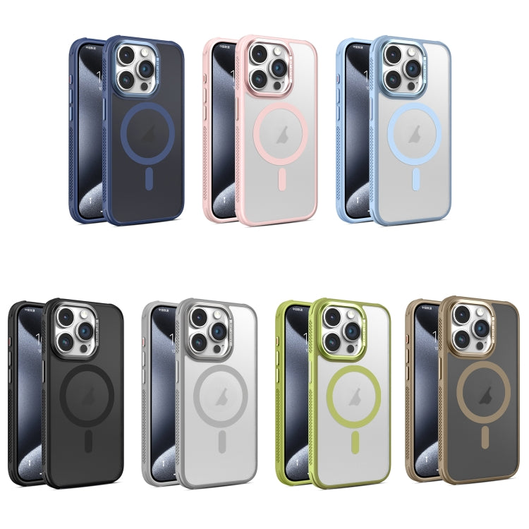Estuche para Teléfono Magsafe iPhone 15 Pro Marco de Lente Metal Esmerilado Sensación de Piel Enfriamiento Lateral (Verde)