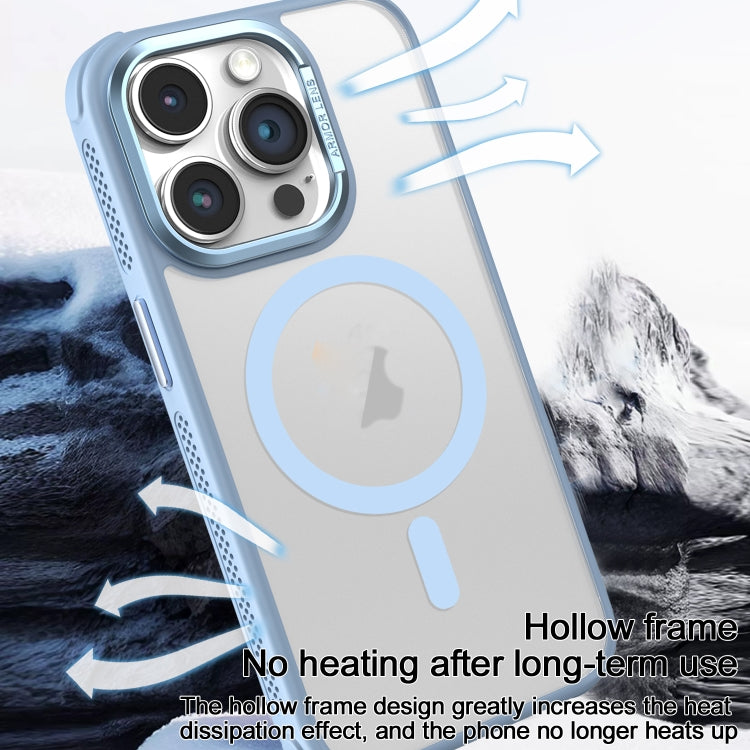 Estuche para Teléfono Magsafe Marco Lente Metal Esmerilado Sensación Piel Enfriamiento Lateral para iPhone 14 Pro Max (Gris)