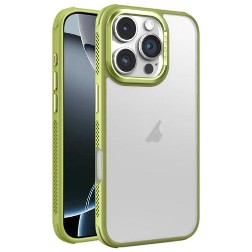 Estuche para Teléfono iPhone 16 Pro Marco de Lente Metal Esmerilado Sensación de Piel Enfriamiento Lateral (Verde)