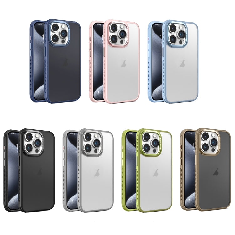 Estuche para Teléfono iPhone 14 Pro Marco de Lente Metal Esmerilado Sensación de Piel Enfriamiento Lateral (Verde)