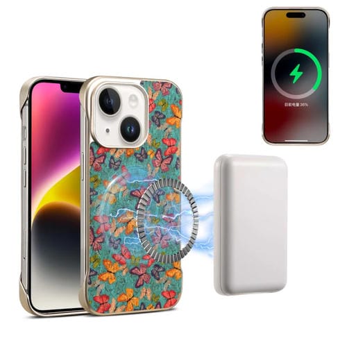 Funda para Teléfono Denior A18 Paint Magsafe para iPhone 15 Plus/14 Plus (Mariposas)