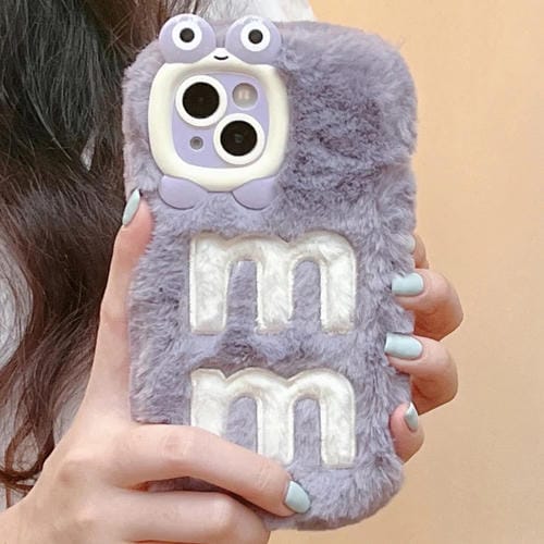 Funda TPU para iPhone 15 Bordado de Felpa (Morado)