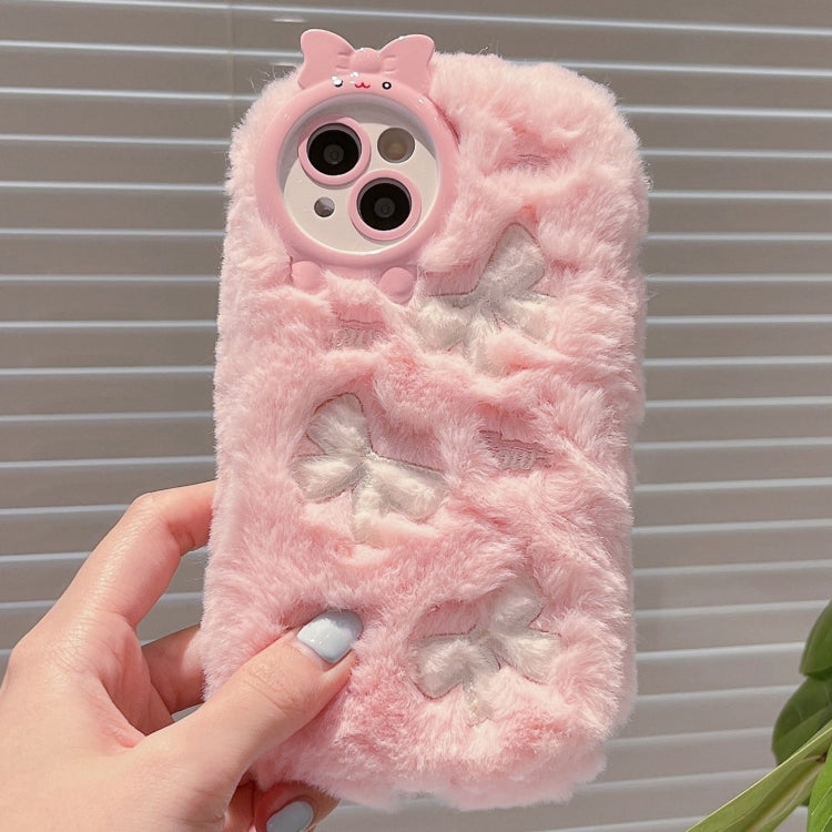 Funda TPU con Bordado de Felpa para iPhone 14 (Lazo de Base)