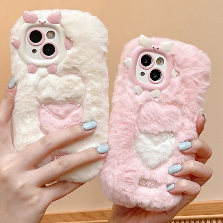 Funda TPU Bordada de Felpa para iPhone 16 Plus (Lazo de Base)