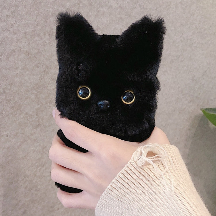 Funda para Teléfono iPhone 12 Mini Cobertura Total 3D Diseño Gato Peluche (Negro)
