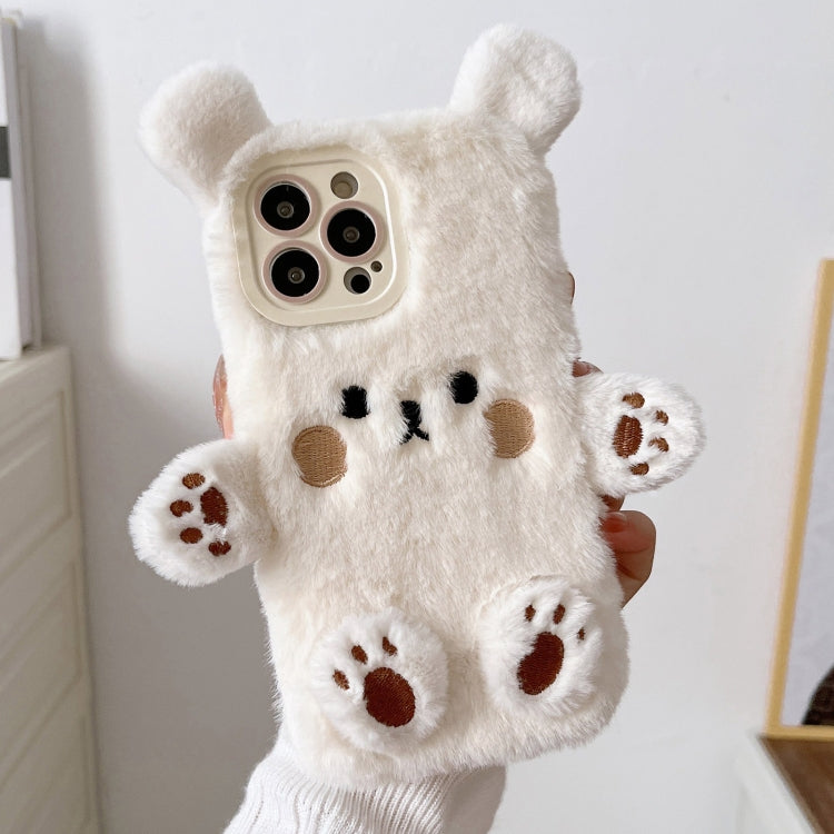 Funda para Teléfono Apple iPhone 13 Pro con Osito de Peluche Sonriente en 3D (Blanco)