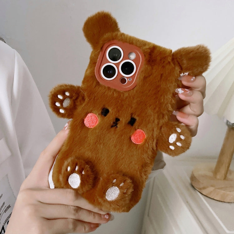 Funda para Teléfono iPhone 13 con Osito de Peluche Sonriente en 3D (Marrón)