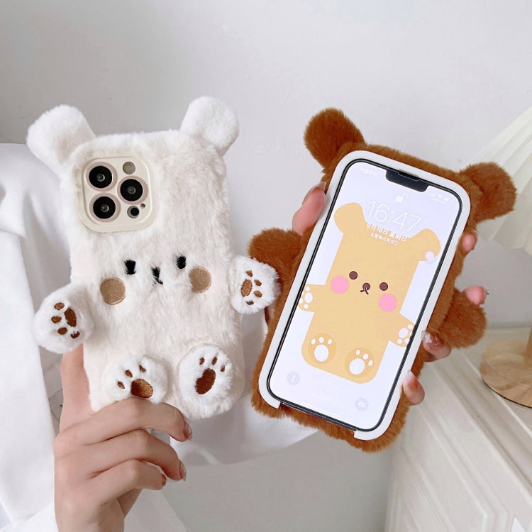 Funda para Teléfono Apple iPhone 13 Pro con Osito de Peluche Sonriente en 3D (Blanco)