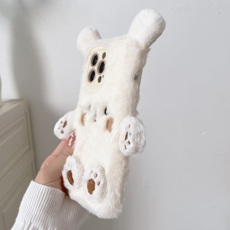 Funda para Teléfono iPhone 15 Pro Max Osito de Peluche Sonriente 3D (Blanco)