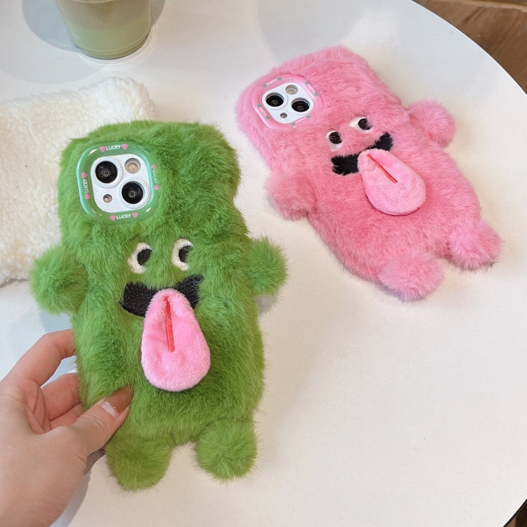 Funda teléfono iPhone 14 diseño monstruo lengua larga magnética 3D (Verde)