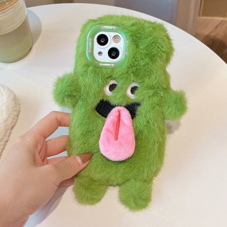 Funda teléfono iPhone 14 diseño monstruo lengua larga magnética 3D (Verde)