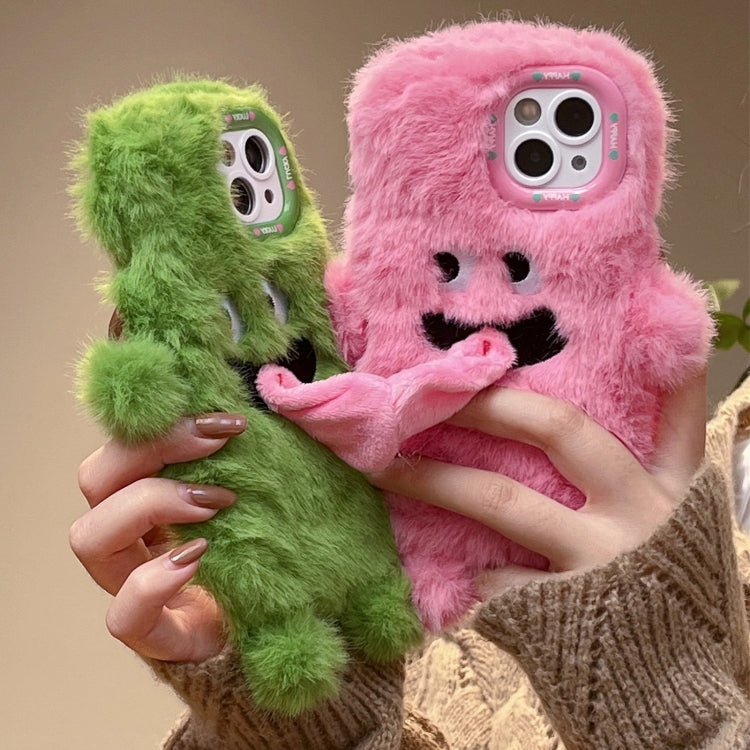 Funda teléfono iPhone 14 diseño monstruo lengua larga magnética 3D (Verde)