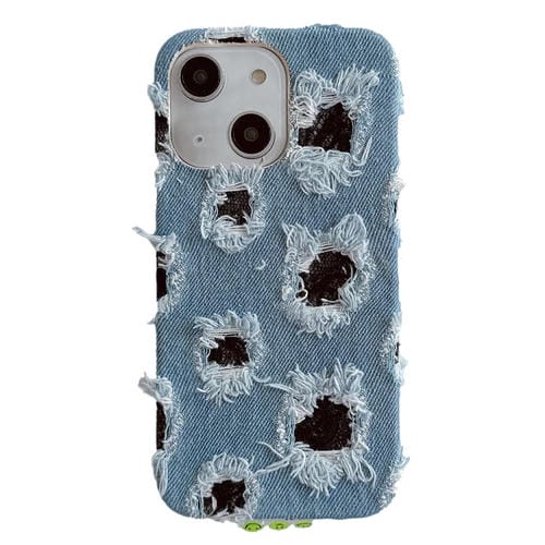 Funda de PU para iPhone 14 con Múltiples Agujeros y Encaje (Negro)