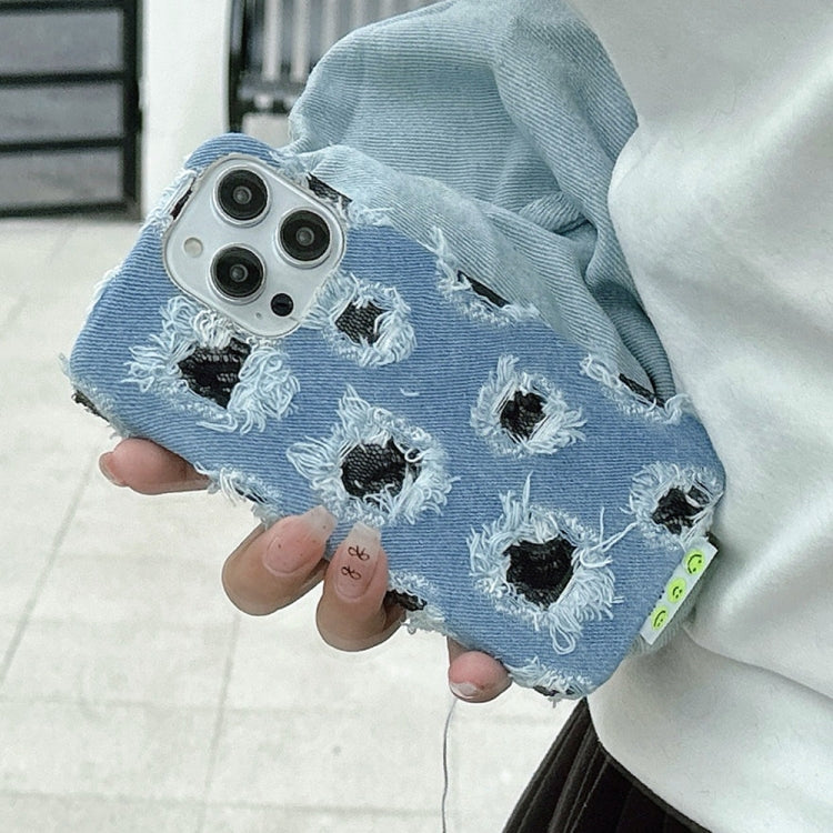 Funda de PU para iPhone 14 con Múltiples Agujeros y Encaje (Negro)