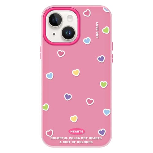 Funda híbrida TPU y PC iPhone 14 protección con tacto sedoso (Rosa y Rojo)