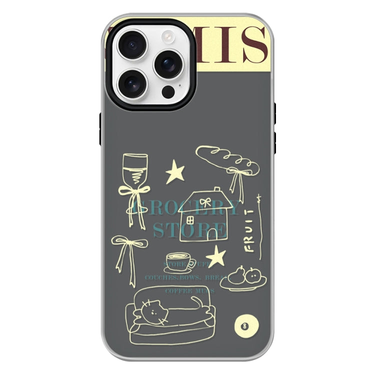 Funda híbrida TPU y PC Shop Line Draft para iPhone 14 Pro (Negra)