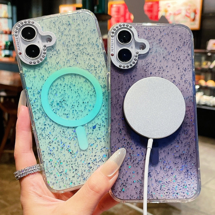 Estuche para Teléfono Serie Blink iPhone 16 Plus Marco Lente Metal Cierre Magnético (Verde Azulado Oscuro)