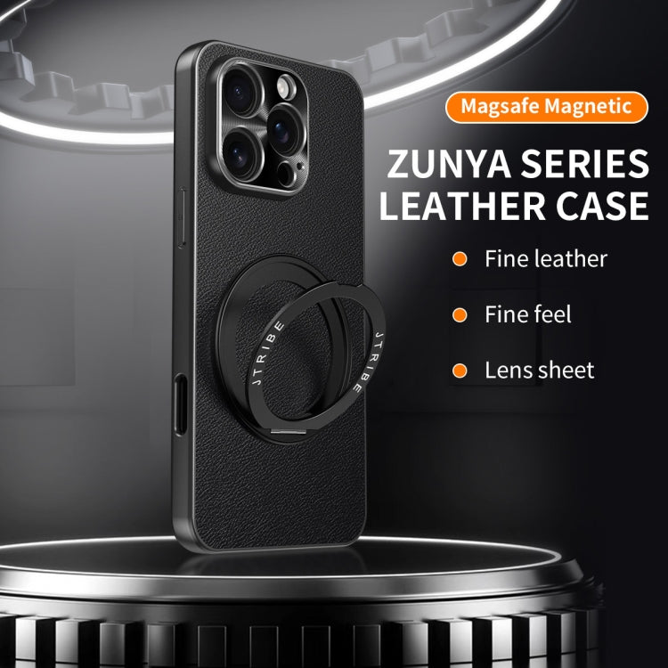 Funda de Cuero con Soporte Magsafe para iPhone 16 Pro (Negra)