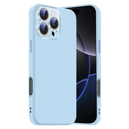 Funda de Silicona Líquida para iPhone 16 Pro con NanoLente (Azul Claro)