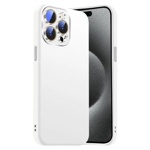 Funda de Silicona Líquida para iPhone 15 Pro Max con NanoLente (Blanca)