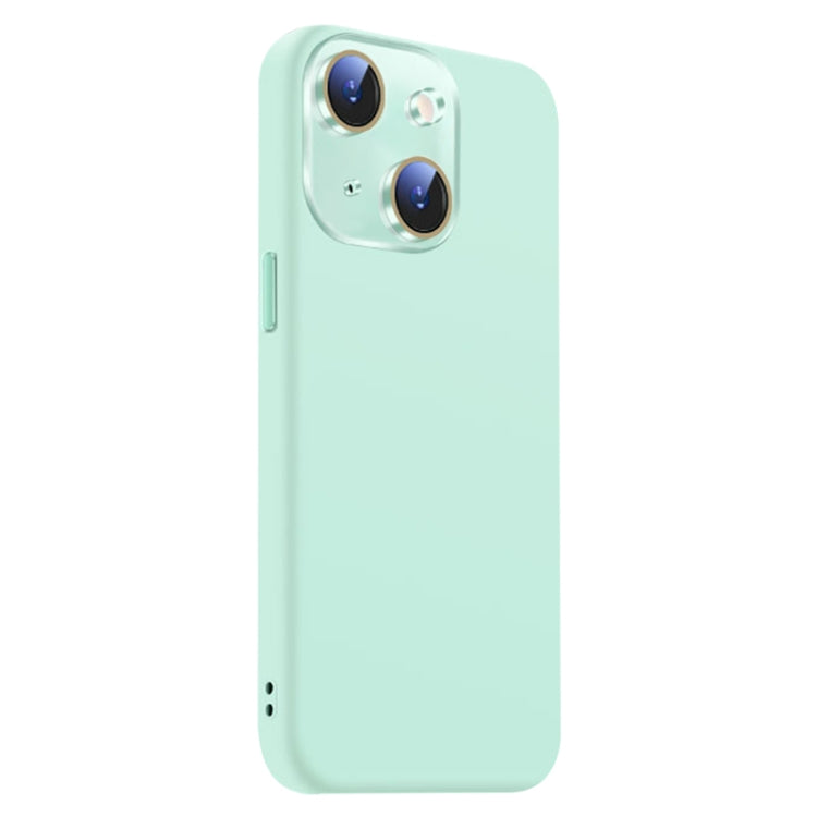 Funda de Silicona Líquida para iPhone 15 Plus con NanoLente (Cian Claro)