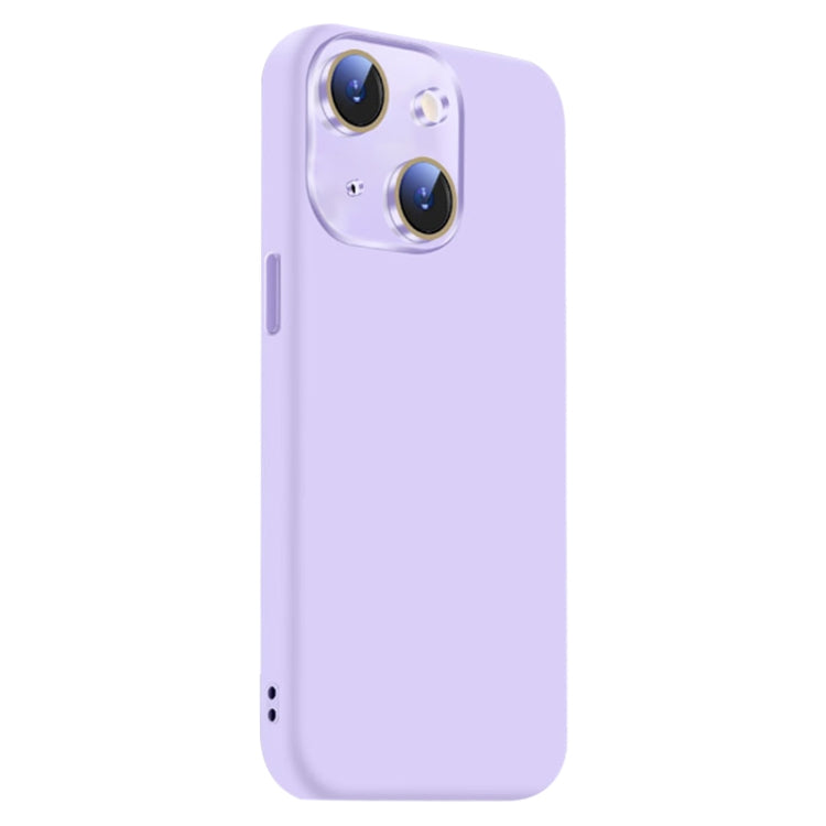 Funda de Silicona Líquida para iPhone 14 con NanoLente (Morado Claro)