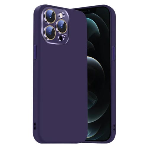 Funda de Silicona Líquida para iPhone 12 Pro con NanoLente (Morado Oscuro)