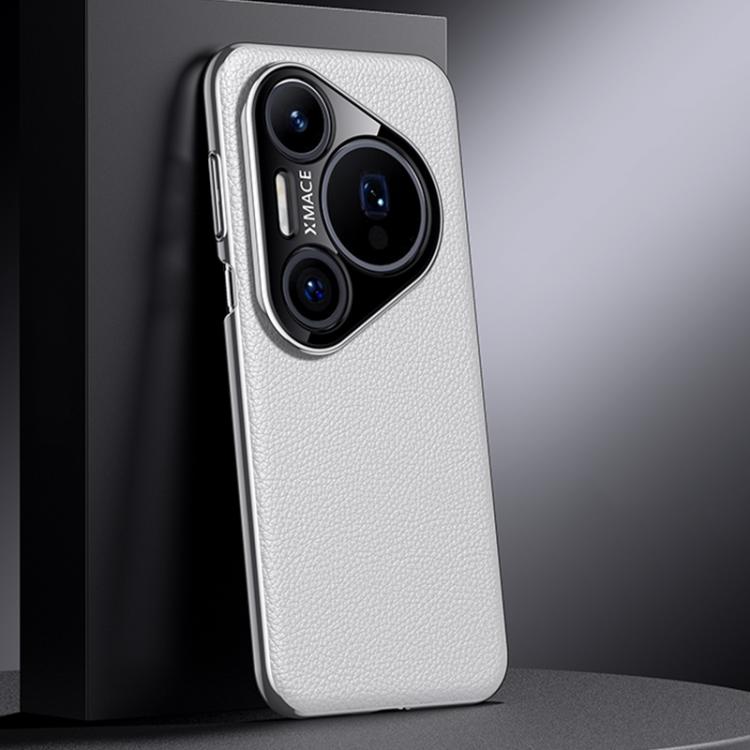 Funda de cuero genuino para Huawei Pura 80 Ultra 5G (blanca)