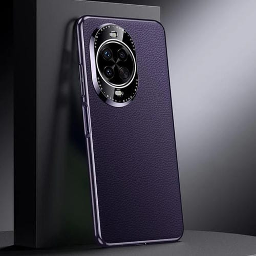 Funda de PC de cuero genuino para Huawei Nova 14 Pro (morado oscuro)