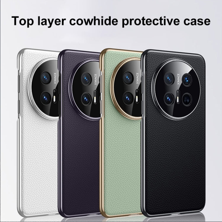 Funda de cuero genuino para Huawei Pura 80 Ultra 5G (blanca)