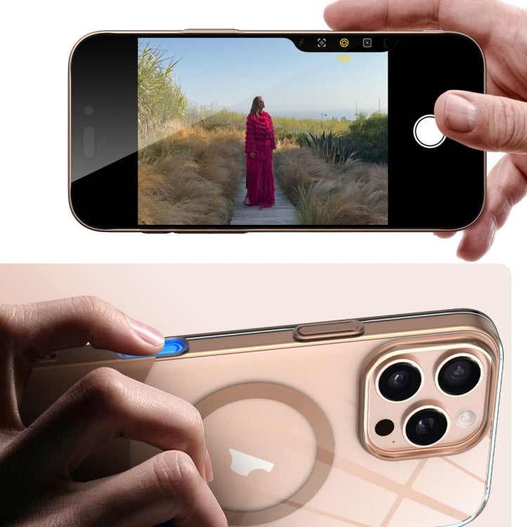 Funda para Teléfono PC Magsafe Transparente Delgado para iPhone 15 Pro Max (Naranja)
