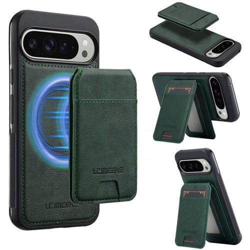Funda para teléfono con tarjetero RFID desmontable y Magsafe para Google Pixel 10/10 Pro LC.IMEEKE L3 Series (verde)