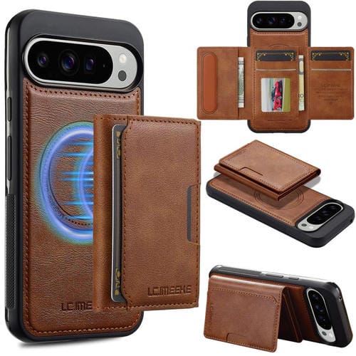 Funda para teléfono con tarjetero RFID desmontable y Magsafe para Google Pixel 10/10 Pro LC.IMEEKE L5 (marrón)