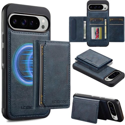 Funda para teléfono con tarjetero RFID desmontable y Magsafe para Google Pixel 10/10 Pro LC.IMEEKE L5 Series (azul)