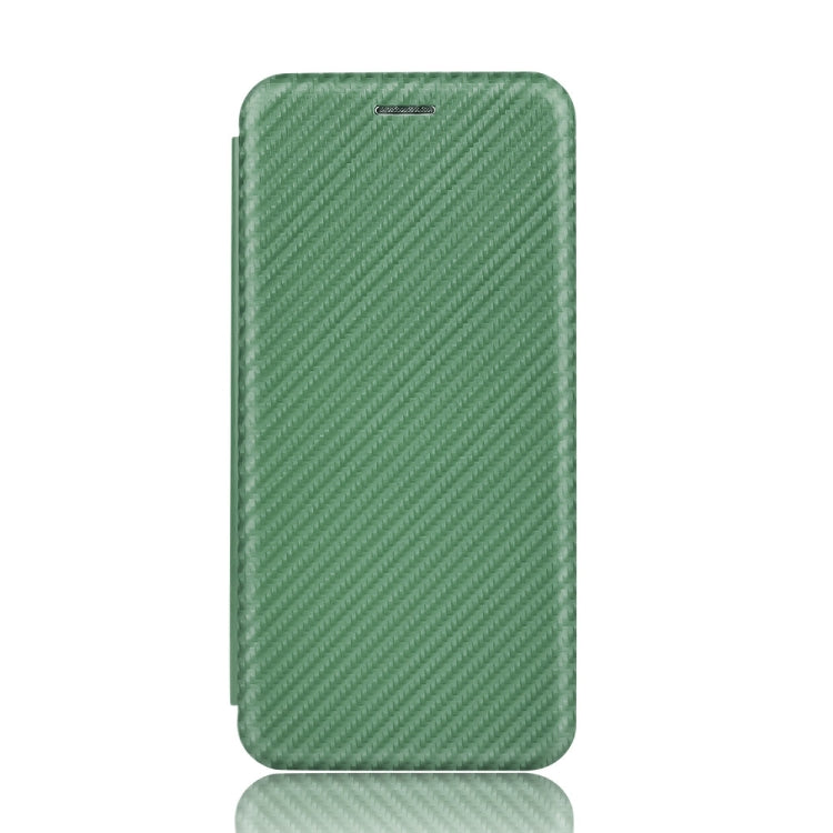 Para Sony Xperia Ace Funda de cuero con textura de fibra de carbono magnética con tapa horizontal TPU + PC + PU con ranura para tarjeta (verde)