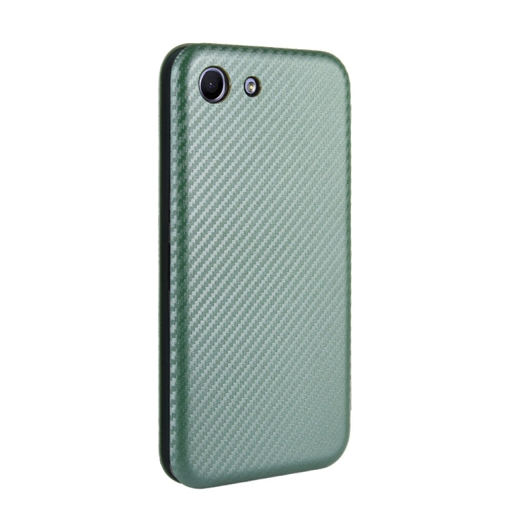 Para Sony Xperia Ace Funda de cuero con textura de fibra de carbono magnética con tapa horizontal TPU + PC + PU con ranura para tarjeta (verde)
