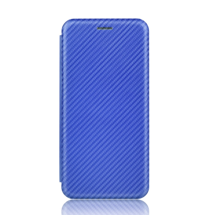 Para Sony Xperia 8 Funda de cuero con tapa magnética horizontal con textura de fibra de carbono TPU + PC + PU con ranura para tarjeta (azul)