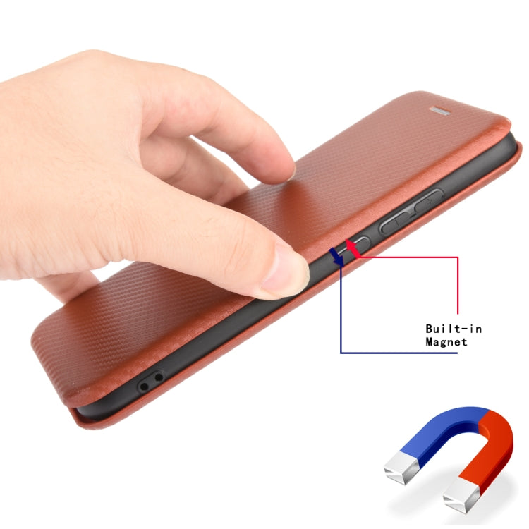 Para Sony Xperia 10 Plus Funda de cuero con tapa magnética horizontal con textura de fibra de carbono TPU + PC + PU con ranura para tarjeta