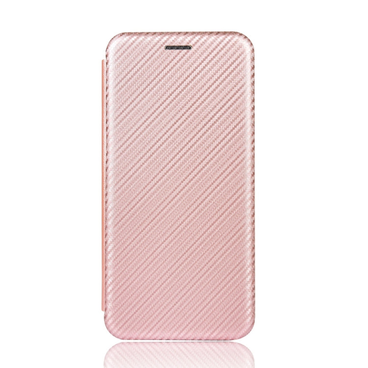 Para Sony Xperia 10 Funda de cuero con tapa magnética horizontal con textura de fibra de carbono TPU + PC + PU con ranura para tarjeta (rosa)