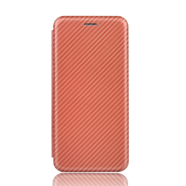 Para Sony Xperia 10 Funda de cuero con tapa magnética horizontal con textura de fibra de carbono TPU + PC + PU con ranura para tarjeta (marrón)