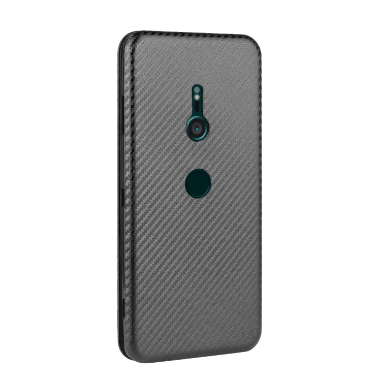 Para Sony Xperia XZ3 Funda de cuero con textura de fibra de carbono con tapa magnética horizontal TPU + PC + PU con ranura para tarjeta (negro)